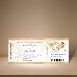 Carte d'embarquement de mariage de destination Icô<br><div class="desc">Carte d'embarquement de destination Billet Plane d'or Invitation avec icône coeur et avion</div>