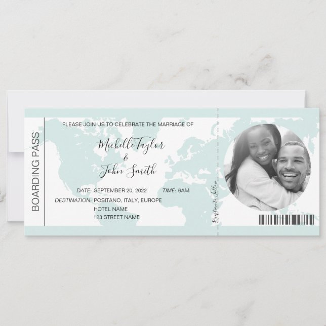 Carte d'embarquement de mariage de destination Icô (Devant)