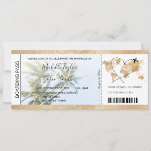 Carte d'embarquement de mariage de destination Pal