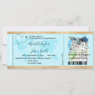 Carte d'embarquement de mariage de destination San