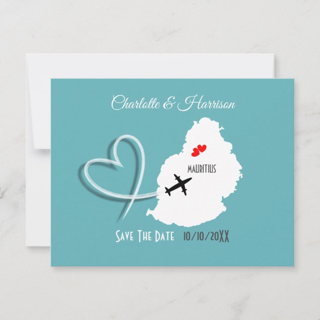 Carte d'embarquement de mariage Destination Mauric (Devant)