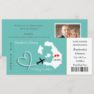 Carte d'embarquement de mariage Destination Santor