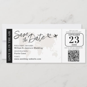 Carte d'embarquement de mariage Enregistrez la dat