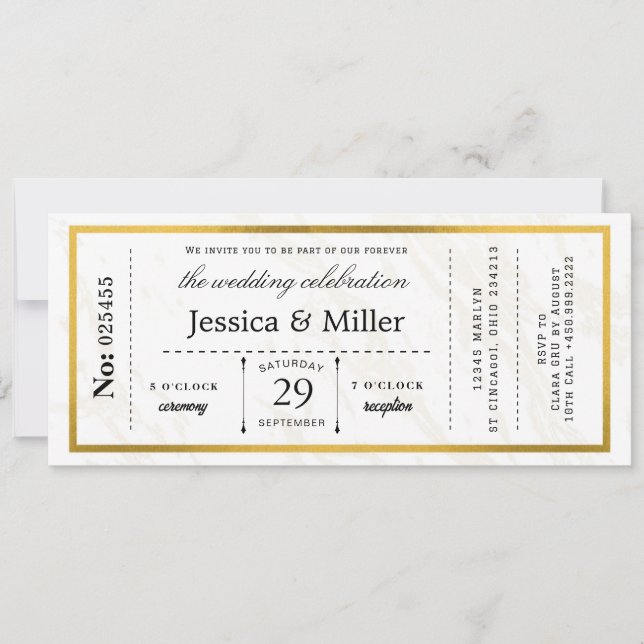 Carte d'embarquement de mariage minimaliste modern (Devant)