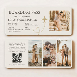 Carte d'embarquement de mariage pour billet d'avio