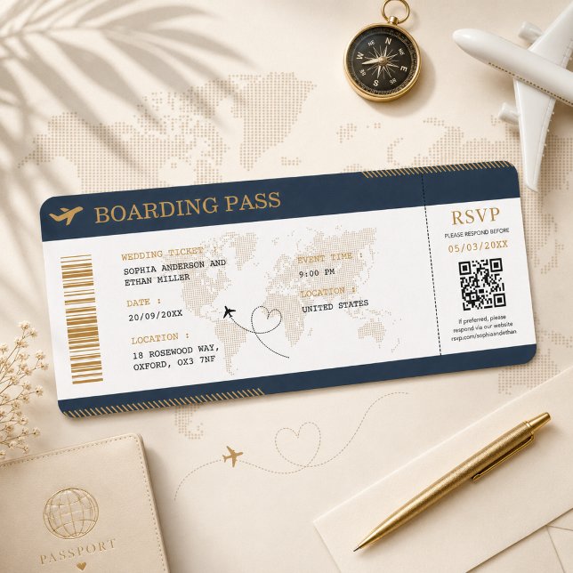 Carte d'embarquement de mariage pour destination d (Créateur téléchargé)