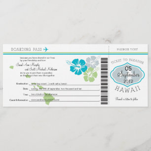 Carte d'embarquement de mariage pour Hawaï