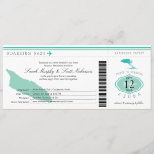 Carte d'embarquement de mariage vers Aruba