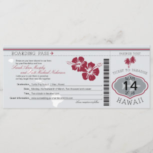 Carte d'embarquement de mariage vers Hawaï