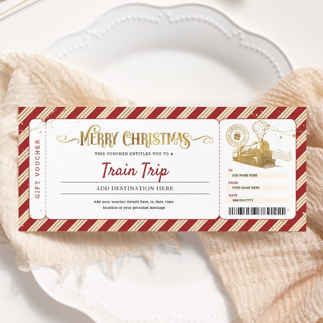 Carte d'embarquement de Noël pour voyage en train  (Créateur téléchargé)