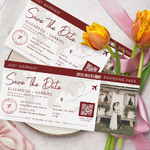 Carte d'embarquement de sauvegarde de date bordeau