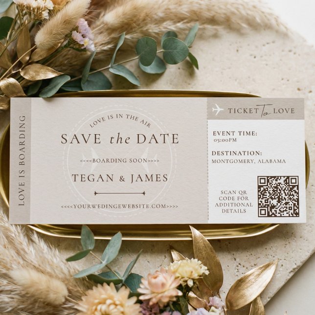 Carte d'embarquement de sauvegarde de date de mari (Save the Date Boarding Pass Wedding Plane Ticket Invitation)