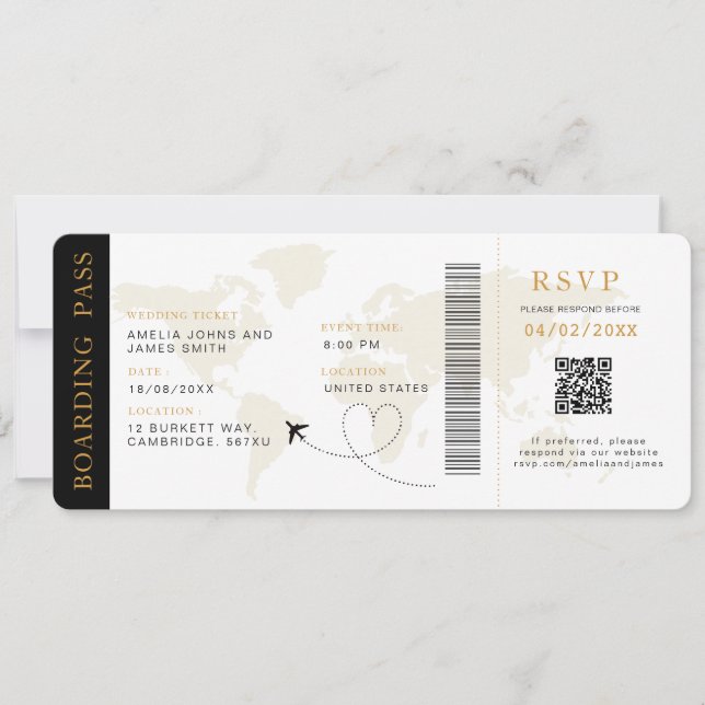 Carte d'embarquement Destination mariage Code QR R (Devant)