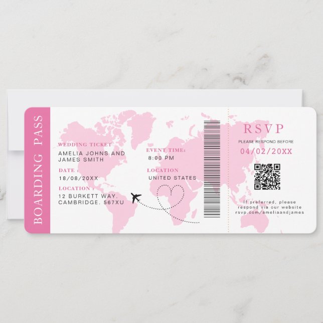 Carte d'embarquement Destination mariage Code QR R (Devant)