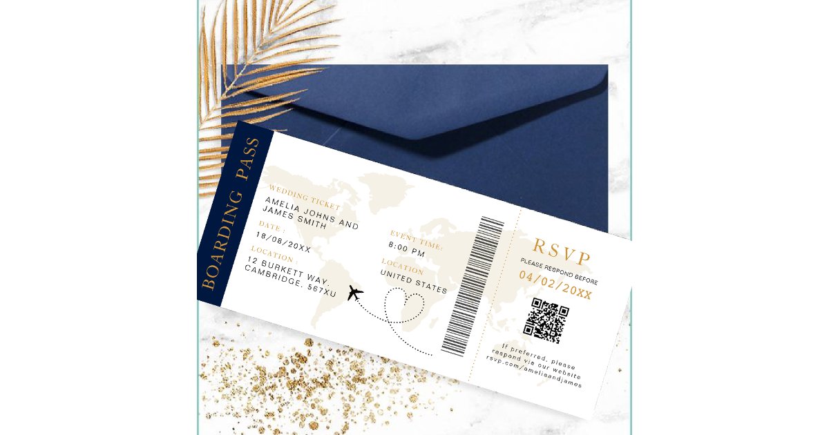 Carte d'embarquement Destination mariage Code QR R | Zazzle.fr