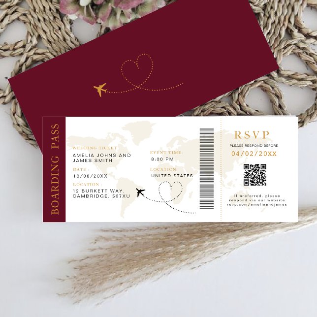 Carte d'embarquement Destination mariage Code QR R (Créateur téléchargé)