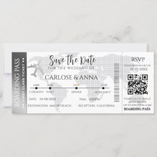 Carte d'embarquement Destination Mariage QR code g