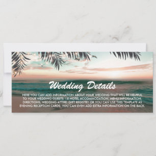 Carte d'embarquement Détails du mariage sur la pla