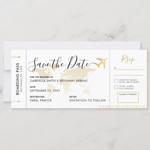 Carte d'embarquement Enregistrer la date avec RSVP
