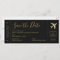 Carte d'embarquement Enregistrer la date Black Gol