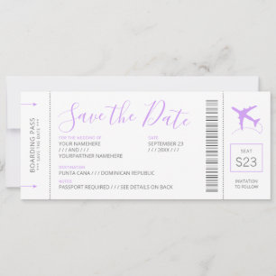 Carte d'embarquement Enregistrer la date Invitatio