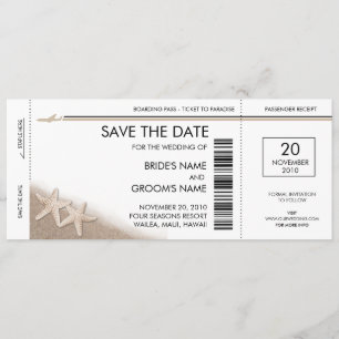 Carte d'embarquement Enregistrer la date Invitatio