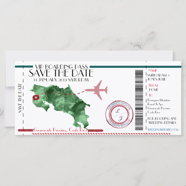 Carte d'embarquement Enregistrez la date (Devant)