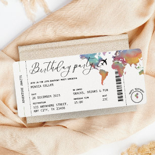 Carte d'embarquement Fête d'anniversaire sur le th