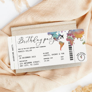 Carte d'embarquement Fête d'anniversaire sur le th