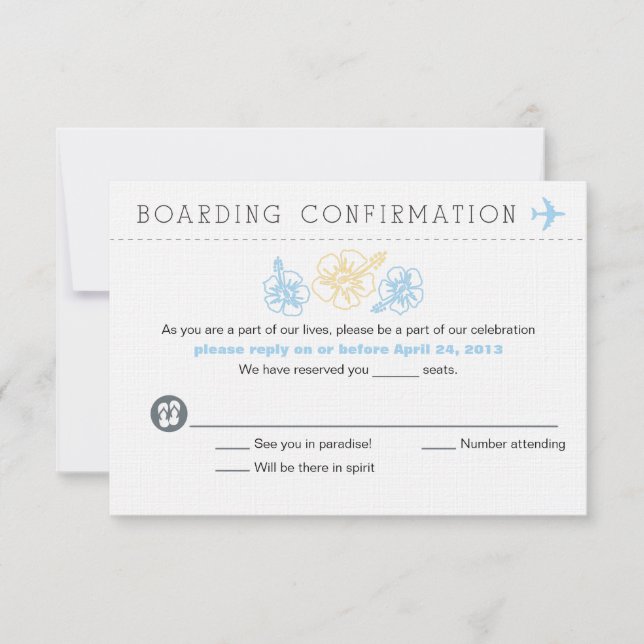 Carte d'embarquement Fleur Hibiscus RSVP (Devant)