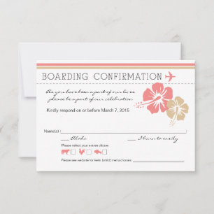 Carte d'embarquement Fleurs d'Hibiscus RSVP