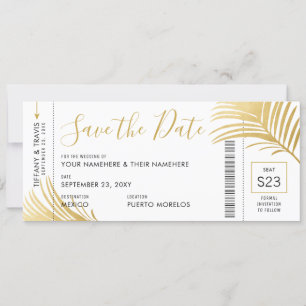 Carte d'embarquement Gold Palm Leaf Économisez la