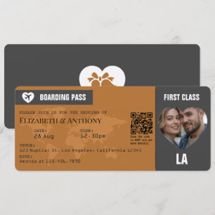Carte d'embarquement gris charbon et cuivre pour m