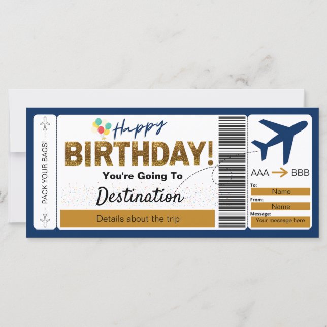 Carte d'embarquement Joyeux billet d'anniversaire (Devant)