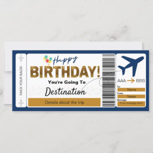 Carte d'embarquement Joyeux billet d'anniversaire