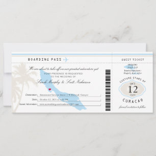 Carte d'embarquement Mariage à Crème Bleue Clair p