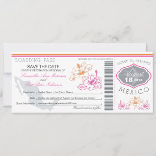 Carte d'embarquement mariage au Mexique
