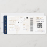 Carte d'embarquement Mariage de Destination QR cod