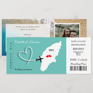 Carte d'embarquement Mariage de destination Rhodes