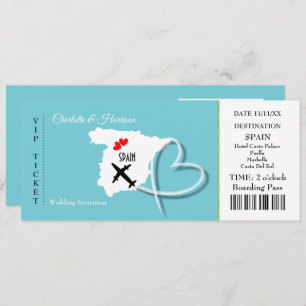 Carte d'embarquement Mariage Destination Espagne