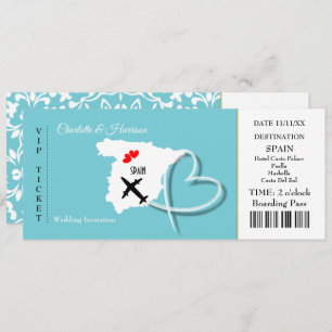 Carte d'embarquement Mariage Destination Espagne