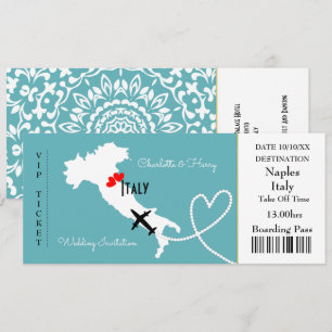 Carte d'embarquement Mariage Destination Italie