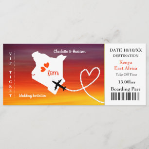 Carte d'embarquement Mariage Destination Kenya