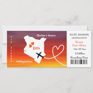 Carte d'embarquement Mariage Destination Kenya