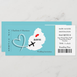 Carte d'embarquement Mariage Destination Maurice