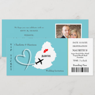 Carte d'embarquement Mariage Destination Maurice