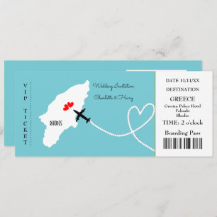 Carte d'embarquement Mariage Destination Rhodes