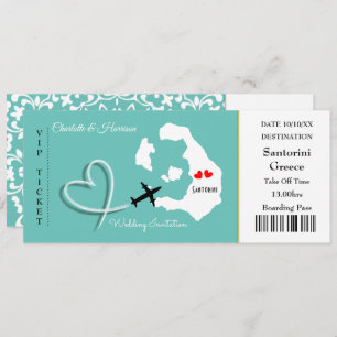 Carte d'embarquement Mariage Destination Santorini