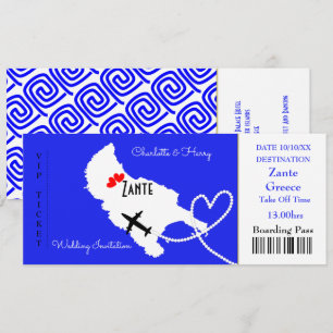 Carte d'embarquement Mariage Destination Zante