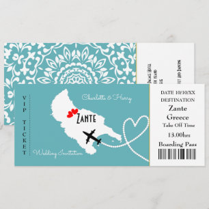 Carte d'embarquement Mariage Destination Zante